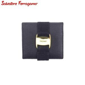 Salvatore Ferragamo Bifold Wallet Rose Hardware Leather Authentic Used